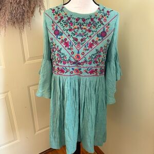 UMGEE Boho Bliss Embroidered Tunic Dress size M